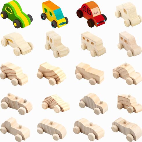 20 حزمة خشبية DIY Craft Cars ألعاب خشبية غير قابلة للطلاء للأطفال DIY Project Project School School Home ، 20 Styles in Kuwait