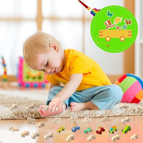 20 حزمة خشبية DIY Craft Cars ألعاب خشبية غير قابلة للطلاء للأطفال DIY Project Project School School Home ، 20 Styles in Kuwait