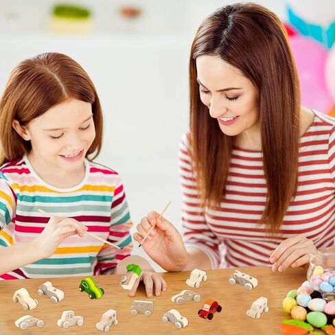 20 حزمة خشبية DIY Craft Cars ألعاب خشبية غير قابلة للطلاء للأطفال DIY Project Project School School Home ، 20 Styles in Kuwait