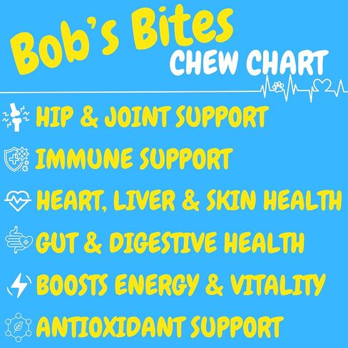 Bob’s Bites Dog Multivitamin Treats - الفيتامينات والمكملات الغذائية ، وصحة المفاصل والورك - البروبيوتيك وأوميغاس لدعم الجلد والقلب والأمعاء - 120 مكمل نكهة الدجاج الناعمة لكبار وجرو جرو in Saudi Arabia