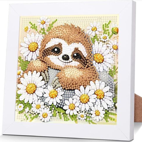 ajepon Sloth Diamond Art Kits for Kids with Frame,Sloths Diamond Art for Kids Ages 8-12,Animal Diamond Painting Kits for Kids with Beautiful Package for Gift Home Wall Decor(7x7inch) in Kuwait