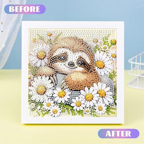 ajepon Sloth Diamond Art Kits for Kids with Frame,Sloths Diamond Art for Kids Ages 8-12,Animal Diamond Painting Kits for Kids with Beautiful Package for Gift Home Wall Decor(7x7inch) in Kuwait