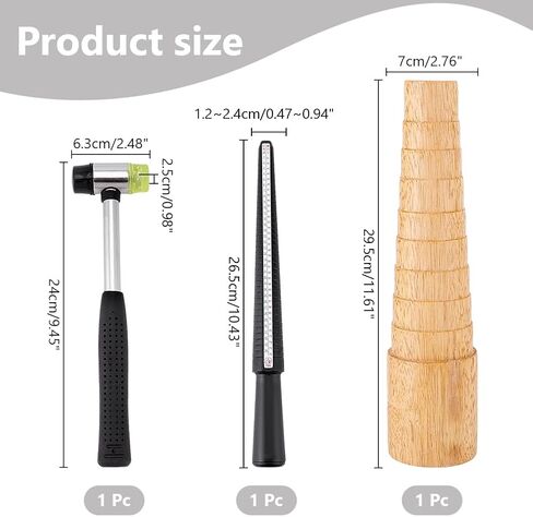 UNICRAFTALE 1 Set Wooden Bracelet Sizing Jewelry Tools Ring Sizer Measuring Tool Bangle Ring Enlarger Stick Mandrel Sizer Tool with Rubber Hammers Plastic Mallet Bangle Shaper Tool Repair Kit in Saudi Arabia