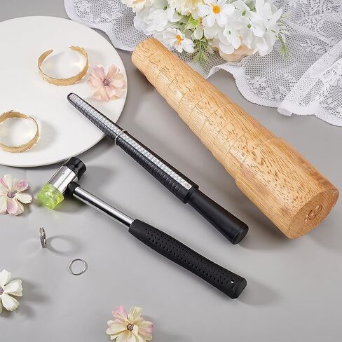 UNICRAFTALE 1 Set Wooden Bracelet Sizing Jewelry Tools Ring Sizer Measuring Tool Bangle Ring Enlarger Stick Mandrel Sizer Tool with Rubber Hammers Plastic Mallet Bangle Shaper Tool Repair Kit in Saudi Arabia