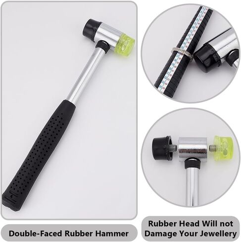 UNICRAFTALE 1 Set Wooden Bracelet Sizing Jewelry Tools Ring Sizer Measuring Tool Bangle Ring Enlarger Stick Mandrel Sizer Tool with Rubber Hammers Plastic Mallet Bangle Shaper Tool Repair Kit in Saudi Arabia
