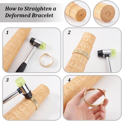 UNICRAFTALE 1 Set Wooden Bracelet Sizing Jewelry Tools Ring Sizer Measuring Tool Bangle Ring Enlarger Stick Mandrel Sizer Tool with Rubber Hammers Plastic Mallet Bangle Shaper Tool Repair Kit in Saudi Arabia