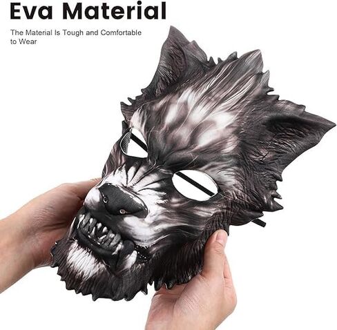 XGOPTS Halloween Fox Half Face Mask Cosplay Animal Costume EVA Head Mask Realistic Cat Mask Props Carnival Party Accessory in Kuwait