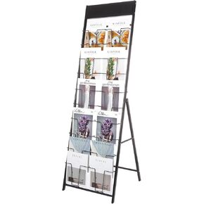 PATIKIL Detachable Magazine Display Racks Floor Standing Double A4 Width 10 Layers Brochure Stand Catalog Literature Holder for Hotel, Exhibition, Office