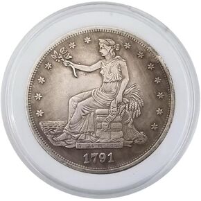 1791 Trade Dollar Coin with Display Case Liberty American Liberty Coin United States of America Coin Souvenir Replica for Collection Party Gifts