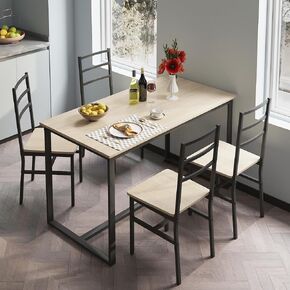 Ball & Cast 7 Pieces Dining Table Set,Kitchen Table and Chairs for 6 with 52" Table and 6 Chairs,Desk with Foot Pads,for Small Space,Apartment,Dining Room,Brown