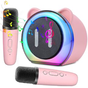 Allnice Kids Karaoke Machine with 2 Microphones, Mini Karaoke Machine for Kids with Color Lights & Voice Changing, Karaoke Toys Birthday Gifts for Girls Ages 3,4,5,6,7,8,9,10,11,12+ Years Old Toddler