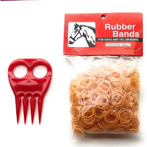 Horse Mane Braiding and Banding Bundle - ManeTail Rubber Bands, Braid Aid Braiding Comb (Chestnut)