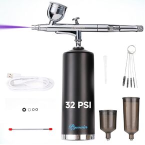 Portable Cordless Airbrush Kit, 32PSI Mini Dual Action Airbrush Gun Set with Airbrush Paint & 0.38mm Nozzle - Ideal for Makeup, Nails, Art, Hobbies, Crafts