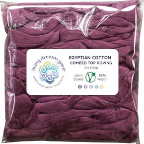 Cotton Fiber for Spinning, Blending, Felting & Fiber Arts. Soft Vegan Combed Top Roving. Vanilla
