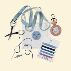 Happy Stitching Moon Face Key Fob Needlepoint Kit All-in-One, Self-Finishing Needlepoint Kit