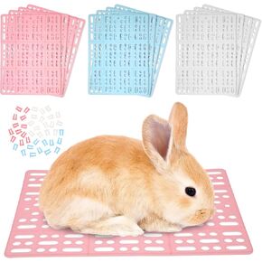Tobeelec 12 Pcs Plastic Rabbit Cage Mat Durable Rabbit Feet Pad Small Animal Feet Pad Cage Resting Mat with a Convenient Connectors, Bunny Pads for Easy Cleaning for Bunny Rat Guinea Cats