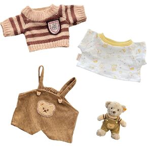 9-12Inch Teddy Bear Clothes, Clothes for Lion and Bumbly Bear,Stuffed Animal Outfits Fits,Clothes only Without Doll.(3pc Includes 1 Doll T Shirt,1 Striped Sweater,1 Jumpsuit )