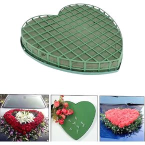 Floral Foam Bricks Heart-Shaped Flower Foam Floristry Wedding Car Floral Mud Decoration Plate with Suction Cup DIY Flower Arrangement for Wedding Flowers Bouquet(20x20cm)