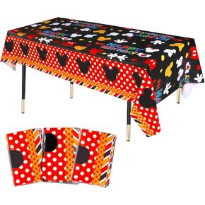 Lcoor 3Pcs Mouse Tablecloth, Cute Mouse Table Cover Disposable Plastic Birthday Decorations for Mouse Party Tablecloths Supplies 51.2" x 86.6"