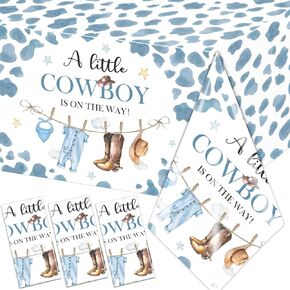 Little Cowboy Baby Shower Decorations: 3pcs Western Tablecloth & Table Cover for Cowboys Western Themed Party Decorations