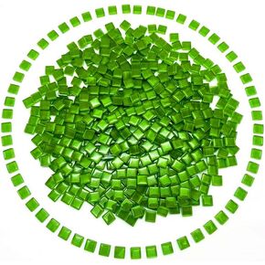 500G/ 1.1LB Bulk Crystal Mosaic Tiles, Assorted Color Opaque Mosaic Glass Crafts Supplies Handmade Crafts for DIY Picture Coaster Home Kitchen Bathroom Mosaic Decoration(0.4x0.4 inch,Green)
