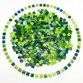 500G/ 1.1LB Bulk Crystal Mosaic Tiles, Assorted Color Opaque Mosaic Glass Crafts Supplies Handmade Crafts for DIY Picture Coaster Home Kitchen Bathroom Mosaic Decoration(0.4x0.4 inch,Green Series)