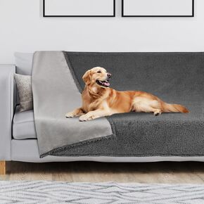 Onarway Waterproof Dog Blanket for Couch: Washable Pet Bed Blanket Sofa Cover Protector for Dogs Cats - Anti-Slip Sherpa Fleece Throw Puppy Blanket for Bed Furniture Car Chair Floor - 40x50" Grey