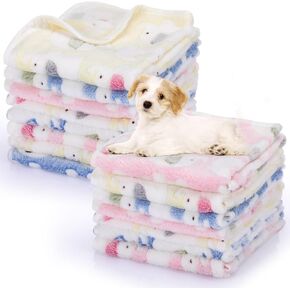 Chumia 15 Pcs Blankets for Dog Cat Soft Fluffy Fleece Washable Pet Blanket Dog Blanket Pattern Print Fleece Blankets for Pets Throw Warm Bed Mat for Dog Puppy Cat 3 Colors, 24 x 16 Inches (Elephant)