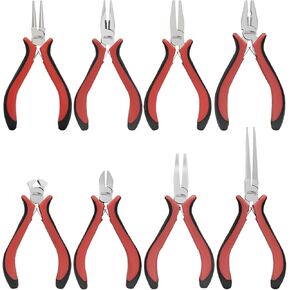 8 Packs Jewelry Pliers Set, Jewelry Making Tools with Needle Nose Pliers, Wire Cutters, Round Nose Pliers, Bent Nose Pliers
