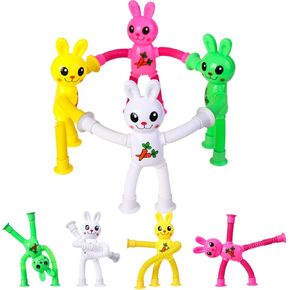 Limpskys Telescopic Suction Cup Bunny Toy，Easter Bunny, Easter Egg fillers，Easter Basket Stuffers，Suction Cup Toys，Suction Toys