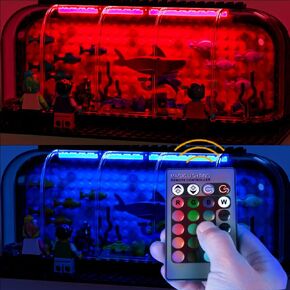 Building Block Light Kit with 10 LED Light Strips, Infrared Remote Control, and 20 Blocks - Compatible with Most Lego Models - Easy DIY Installation for City and Street Scenes - 16 Colors