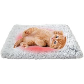 Deblue Self-Warming Cat Mat, Super Soft Plush Dog Crate Pad for Travel or Home, Washable Anti-Slip Kennel Mat for Small Dogs and Cats - Grey