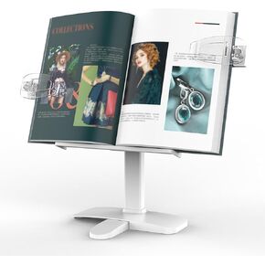 Adjustable Book Stand for Reading with Page Clips,Wider Bookends,Free Height and Reading Angle Adjustment for Textbook Music Scores,Recipe,Tablet