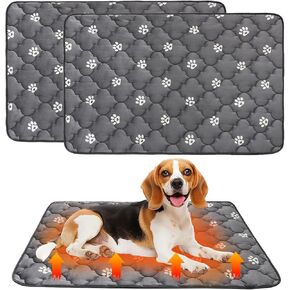 Bingpet 2 pcs سرير قطة الاحترار الذاتي للقطط الداخلية/الخارجية ، وسادة قفص الدفء الحرارية للقطط الكلب مع بطانية تسخين قابلة للانزلاق القابلة للانزلاق القابلة للغسل ، دافئ Cat Dog Dog Pet for Histten Puppy 23 "× 35"