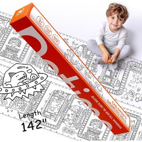 Dotimo Children’s Drawing Roll Paper 142" x 15.8" Sticky Rolls, Coloring Paper Roll, Large Coloring Sheets, Kids Paint Paper for Ages 3-6, Growth Chart for Wall