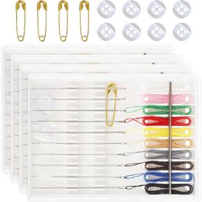 Molain 4 Boxes Quick Fix Sewing Kit, Travel Sewing Kit Assorted Color Mini Sewing Kit Sewing Box with Pin Button Pre Threaded Needles for Hand Sewing Small Needle and Thread Kit