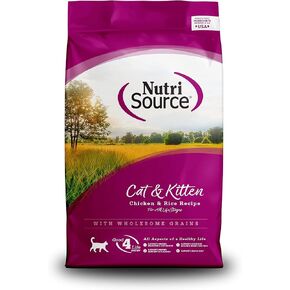 NutriSource Cat & Kitten Food, Made with Chicken and Rice, with Wholesome Grains, 6.6LB, Dry Cat Food