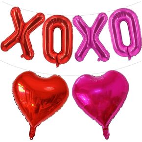 XOXO Balloons Red Pink XOXO Heart Balloons Valentines Day Decorations for for Valentines Day Bridal Shower Wedding Romantic Special Night Party Supplies Decorations