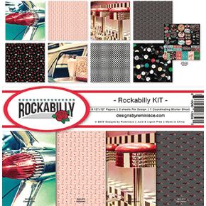 Reminisce Rockabilly Scrapbook Collection Kit, 12x12 inches, White