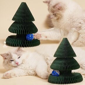 Pine Tree Cat Scratcher Board, Jingling Ball for Indoor Cats, High-Density Corrugated Paper Scratcher Pads, Circular Track Designs Scratcher Pads, Perfect for Scratching, Claw Sharpening