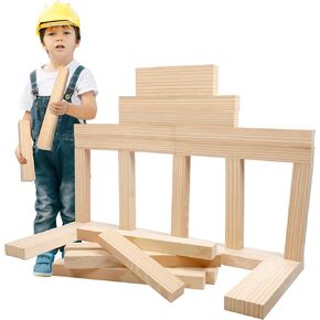 Leyndo 48 Pcs Foam Wooden Color Beams Building Blocks Set Unit Fake Wood Blocks Soft Giant Building Stacking Foam Construction for Boys Girl Toddler Construction Play