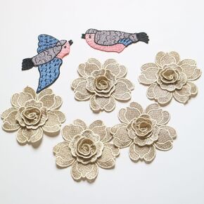 7pc/lot Bird Golden Rose Flower Patches for Clothes DIY sew on parche Appliques Birds Embroidery Applique Patch ropa Clothing Accessory