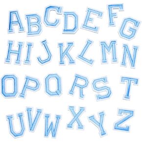 26pc/Set Iron on Letter Alphabet Embroidered Patches for Clothing Adhesive Badge Decorate Repair Patches Appliques for Backpack Shirts Hats Bags Jeans Clothes Accessories (Frog Blue)