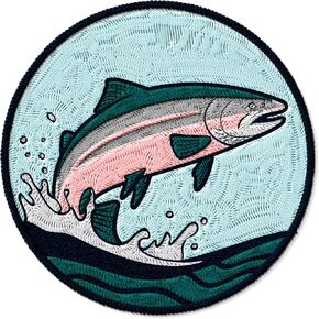 Salmon Patch Embroidered Iron on Patches for Clothes Backpacks Bags Jeans Jackets Size 3" ID45095