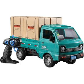 GoolRC Remote Control Car Kei Truck, 1:16 Scale RC Transport Pickup Truck with Spray and Light, 2.4GHz All Terrain RC Cars for Kids and Adults Christmas or Birthday Gift (Green)