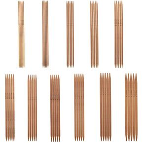 55pcs/Set Knitting Needles Kit Carbonized Bamboo Double Pointed Needles Set in 11 Sizes 13cm/5.1in (2.0mm-5.0mm)