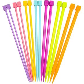 14PCS Plastic Knitting Needles, 4 mm-10 mm Colourful Single Pointed Knitting Straight Pins, 10 Inch Long Straight Knitting Needles, Single Head Colorful Knitting Needles Set