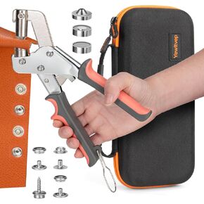 Heavy Duty Snap Fastener Tool with Case,Button Snap Kit with Tool Snap Replacement Kit Snap Tool with 80 Sets Metal Snaps Buttons for Fastening/Boat Cover/Tarps/Canvas/DIY Leather/Sewing/Repair/Fabric