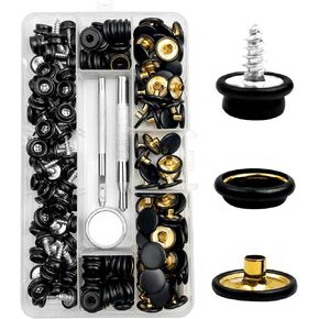 150 PCS Canvas Snap Kit, GTAAOY 3/8" Socket Stainless Steel Screws Marine Grade, Boat Canvas Snaps with 3 PCS Setting Tool, Snap Fasteners kit for Clothing Leather Fabric Canvas(Sliver-Screws 10mm)