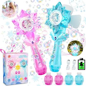 vatos قابلة لإعادة الشحن عصا عصا 2 حزمة للأطفال الفتيات ، LED LED LID LIDE & MUSIC ELECTRY BUBBLE MACHEN